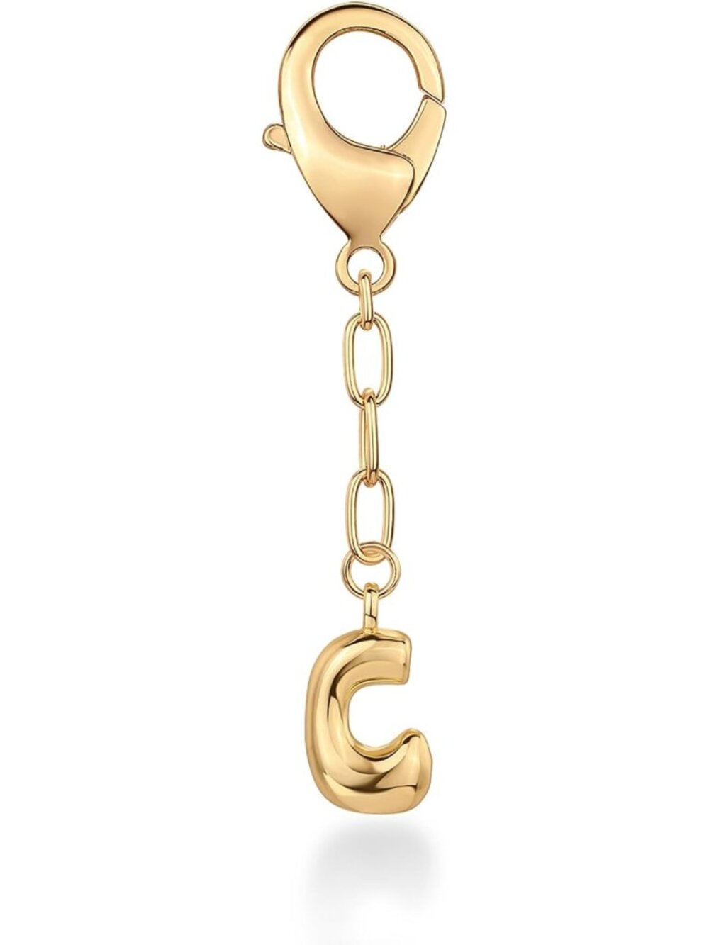 Chunky Gold Plated Bubble Letter Bag Charm for Handbags - Stylish Accessory for